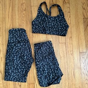 Biker shorts, leggings and strappy bra